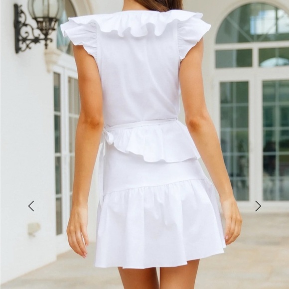 Hello Molly White Voices in my Head Ruffled Wrap Mini Dress Size 10 - Picture 3 of 6